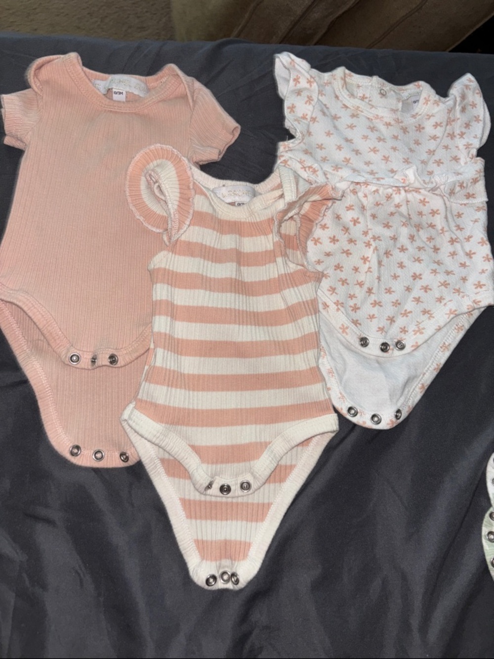 RZ by Rachel Zoe Pink & Cream Baby One-Piece Bodysuit Set
